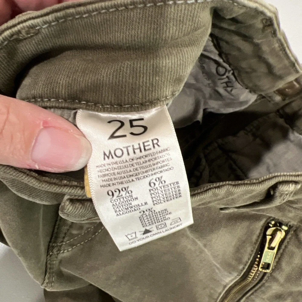 Mother Jeans Women 25 Green Crop Zipper‎ Zip Muse Moss Military